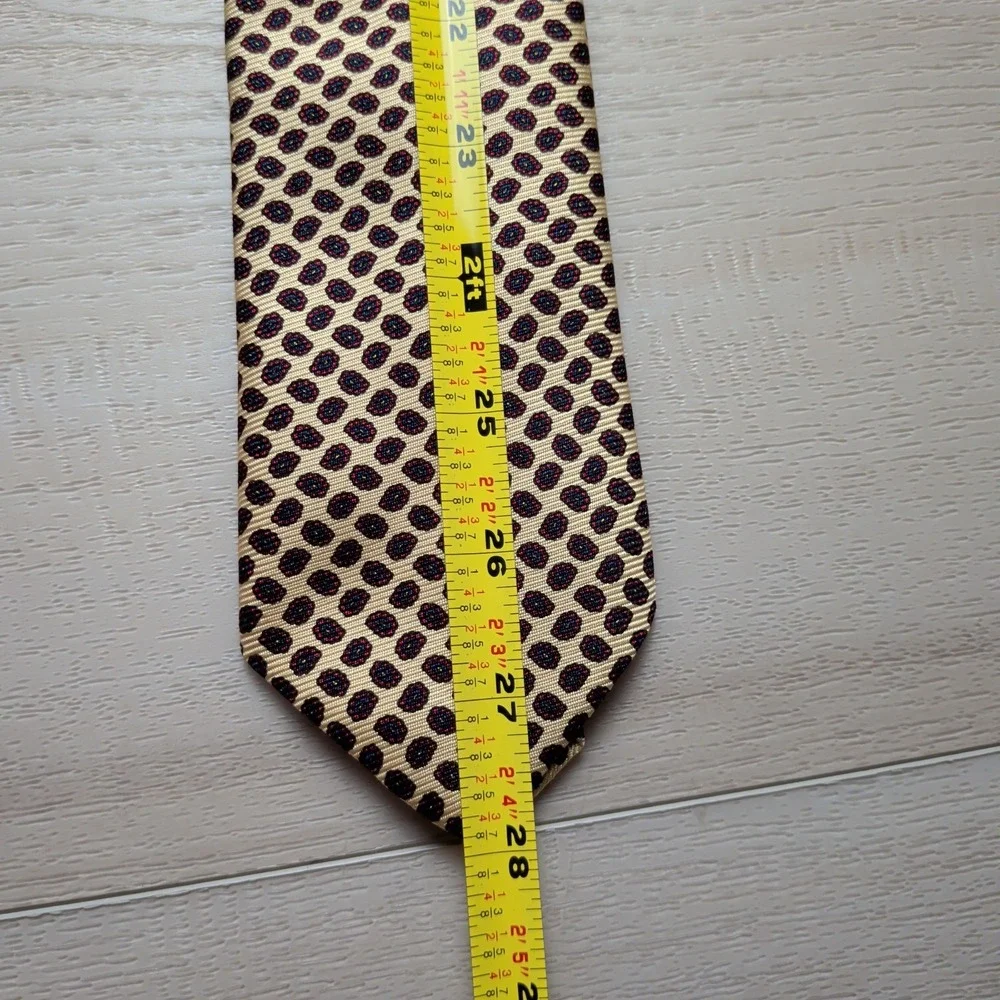 Vintage‎ Polo Ralph Lauren Neiman Marcus Tie Necktie Gold Red Geometric Silk